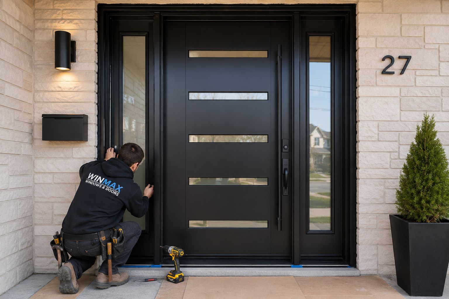 modern front entry door installation Calgary