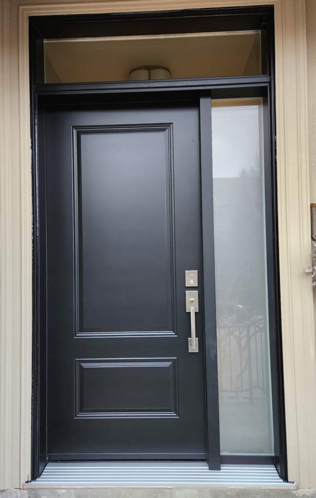 Modern Calgary home with black exterior entry door