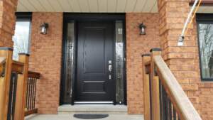 black steel entry door Calgary with sidelights