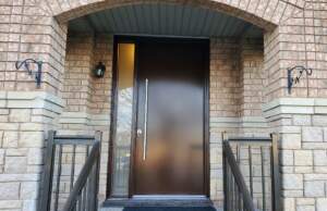 modern steel entry door Calgary home