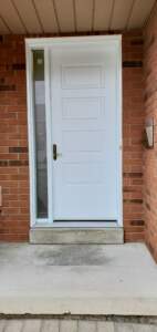 white steel entry door with sidelight Calgary