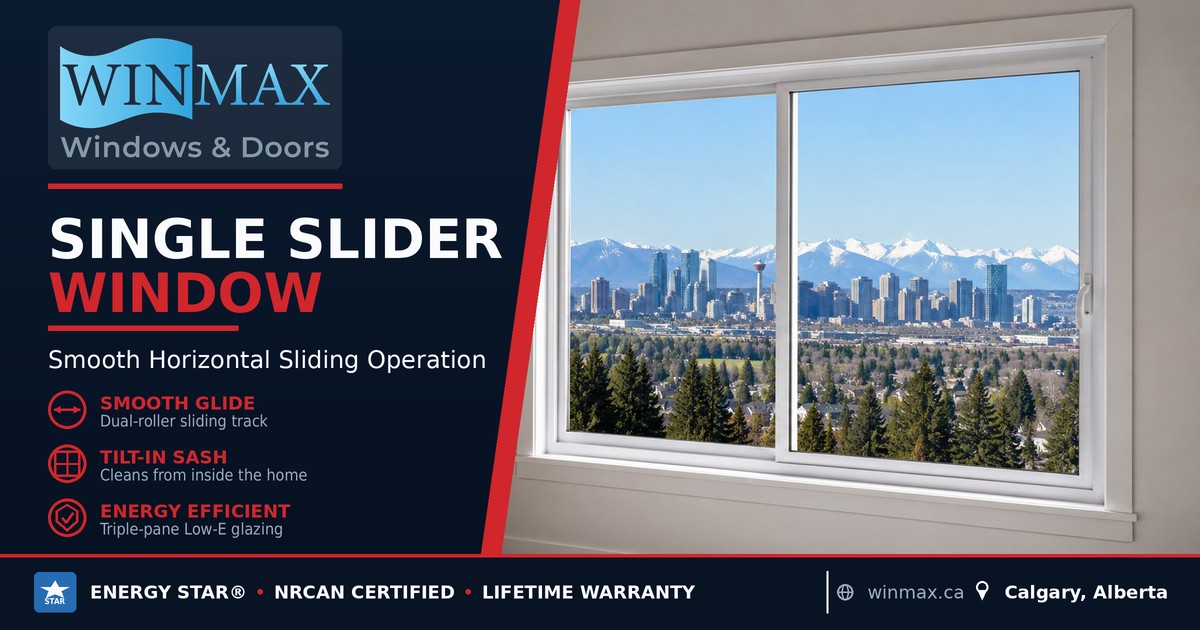 Single slider windows in Calgary by Winmax Windows and Doors