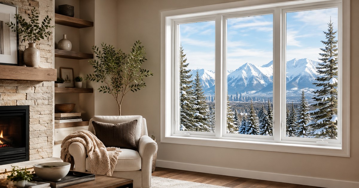 Triple pane vinyl window replacement promotion for a Calgary home