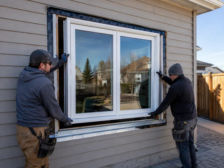 Professional vinyl window installation for an Airdrie homeowner