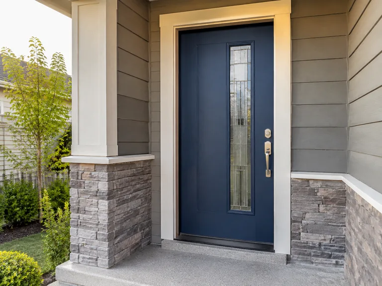 Fiberglass exterior entry door available for a Chestermere project