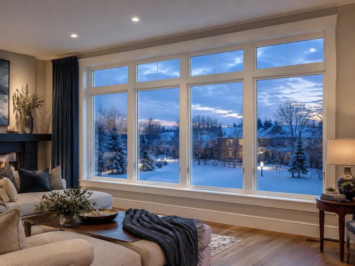 Triple pane vinyl windows in a Calgary home during winter